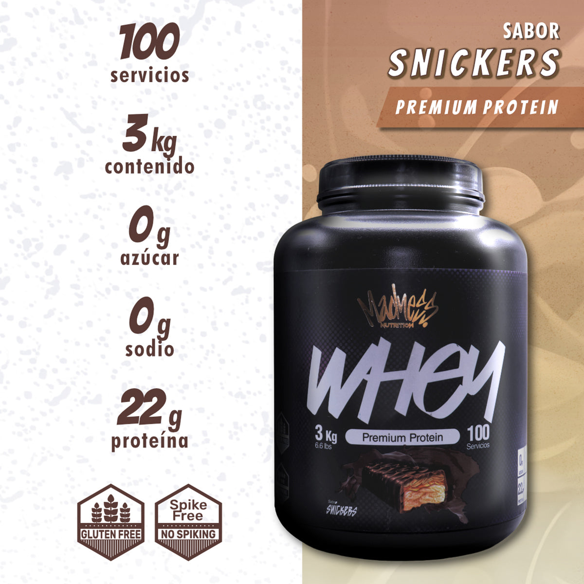 Proteína Whey Madness 3Kilos Suplemento Deportivo premium