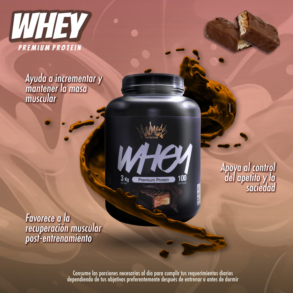 Proteína Whey Madness 3Kilos Suplemento Deportivo premium