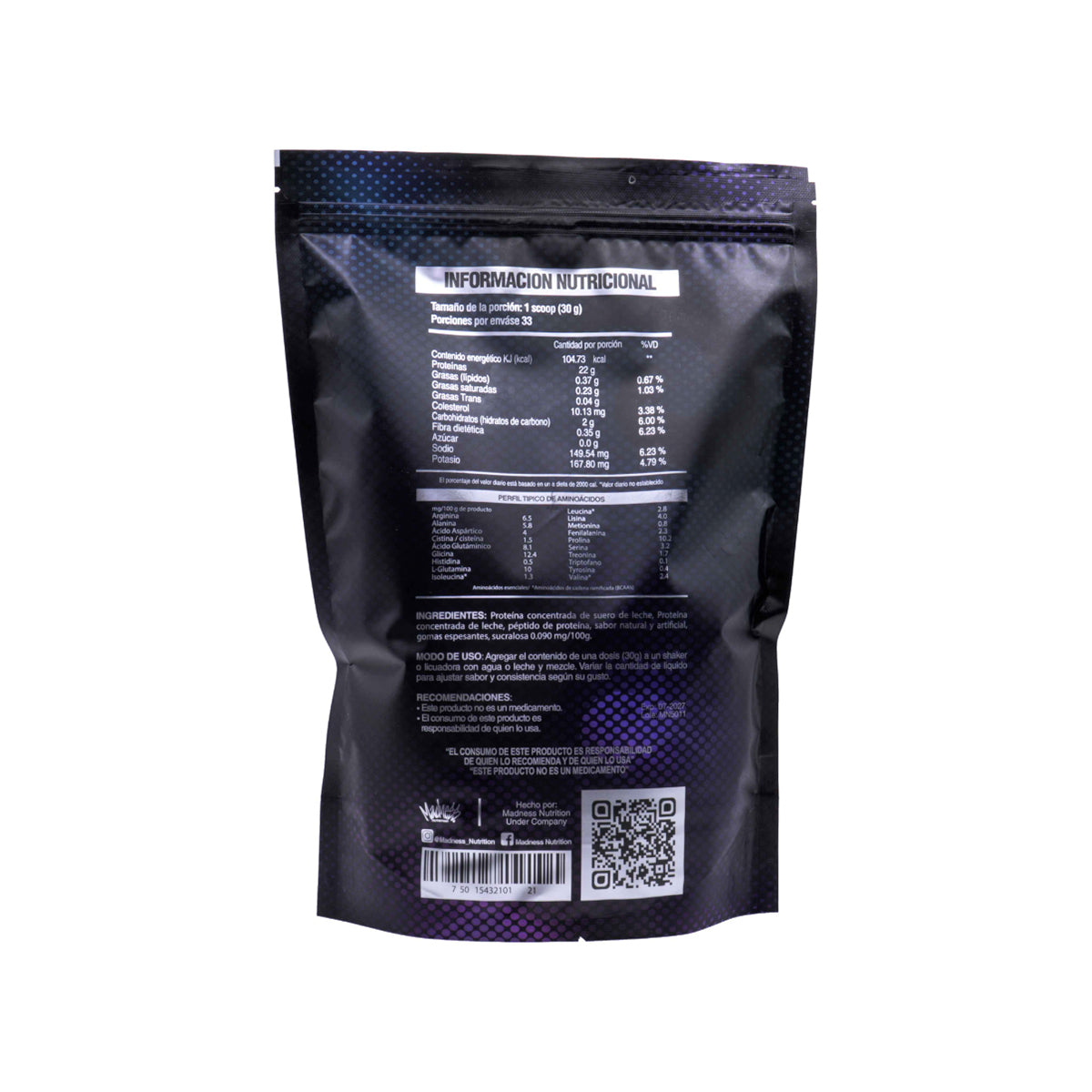 Proteína whey premium Madness 1kg suplemento deportivo
