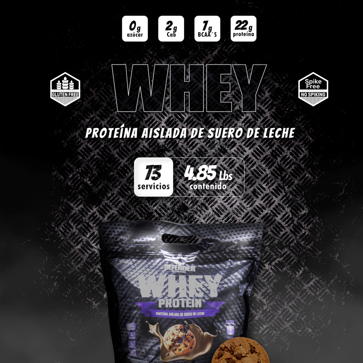 Proteína whey aislada Defender 2.20kg suplemento premium 73 servicios