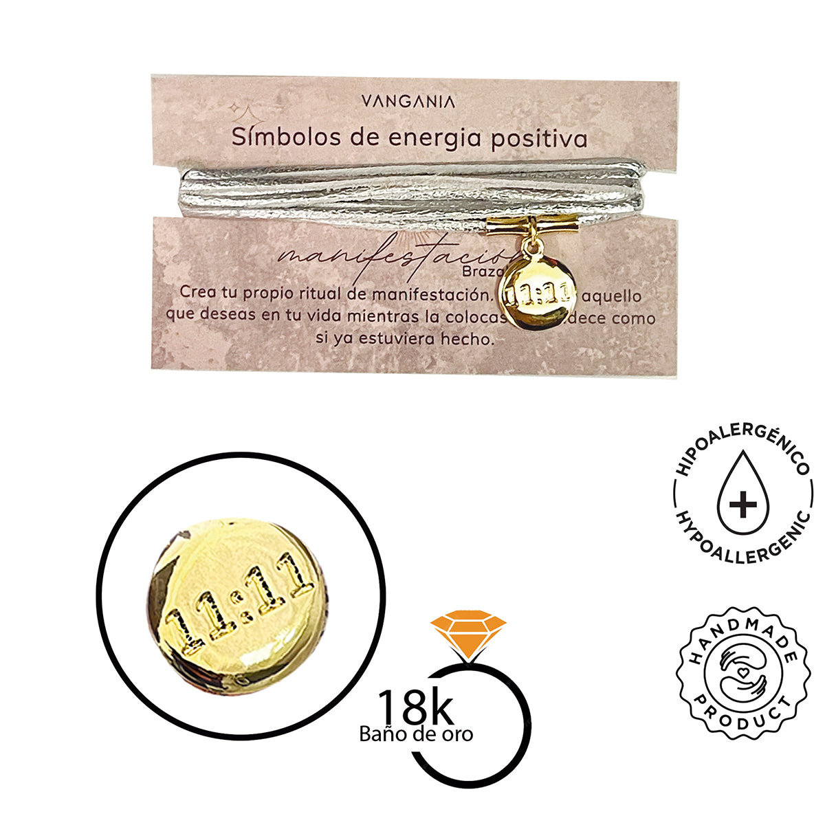 Pulsera manifestación 11:11 de cuero varias vueltas Vangania-140