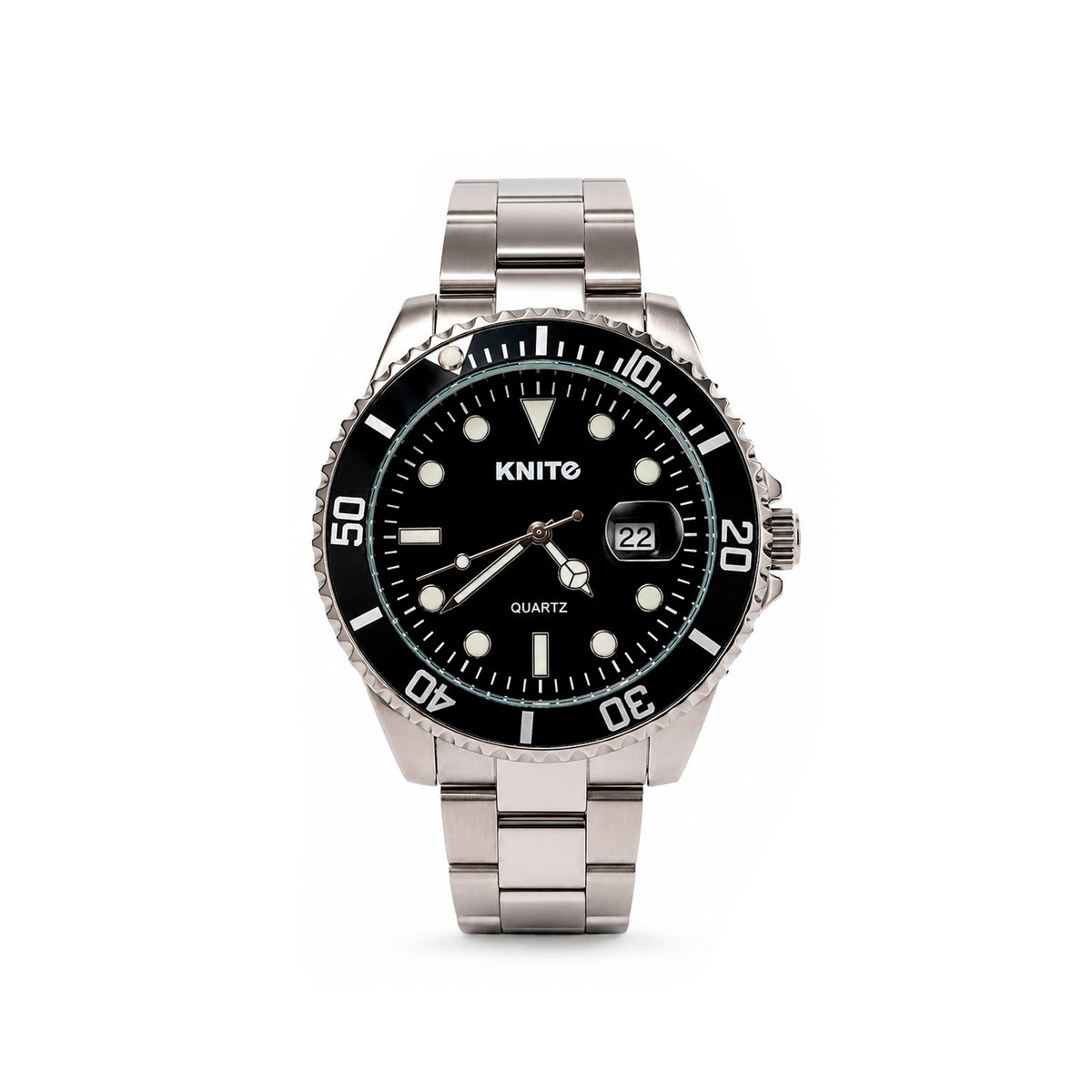 Reloj Hombre Knite Nautico Acero Esfera Negra Cuarzo