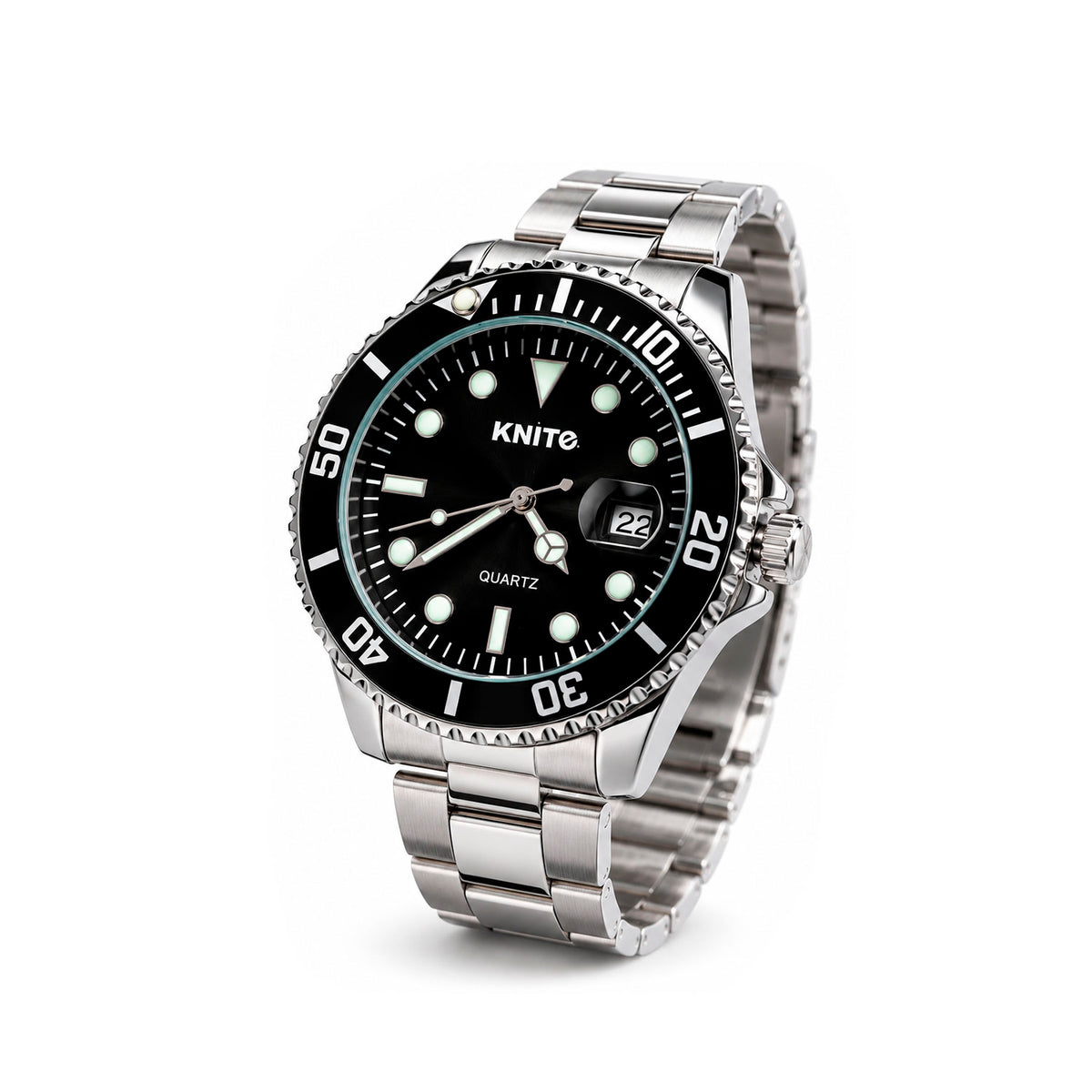 Reloj Hombre Knite Nautico Acero Esfera Negra Cuarzo