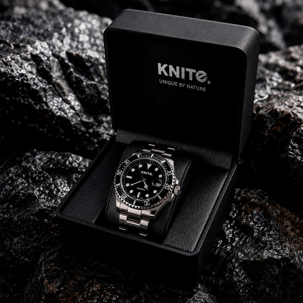 Reloj Hombre Knite Nautico Acero Esfera Negra Cuarzo