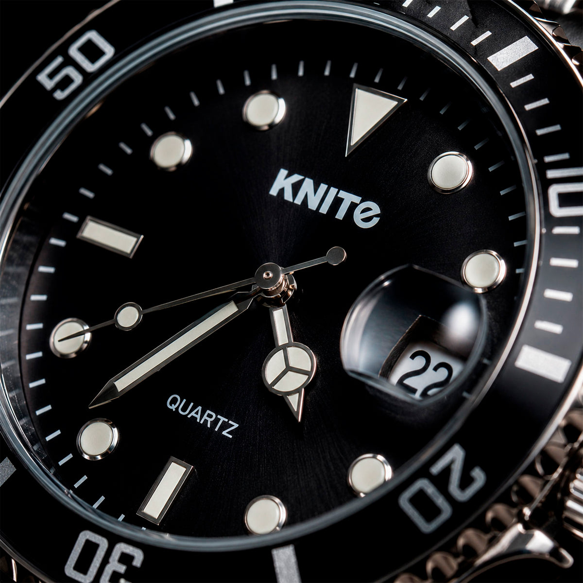 Reloj Hombre Knite Nautico Acero Esfera Negra Cuarzo
