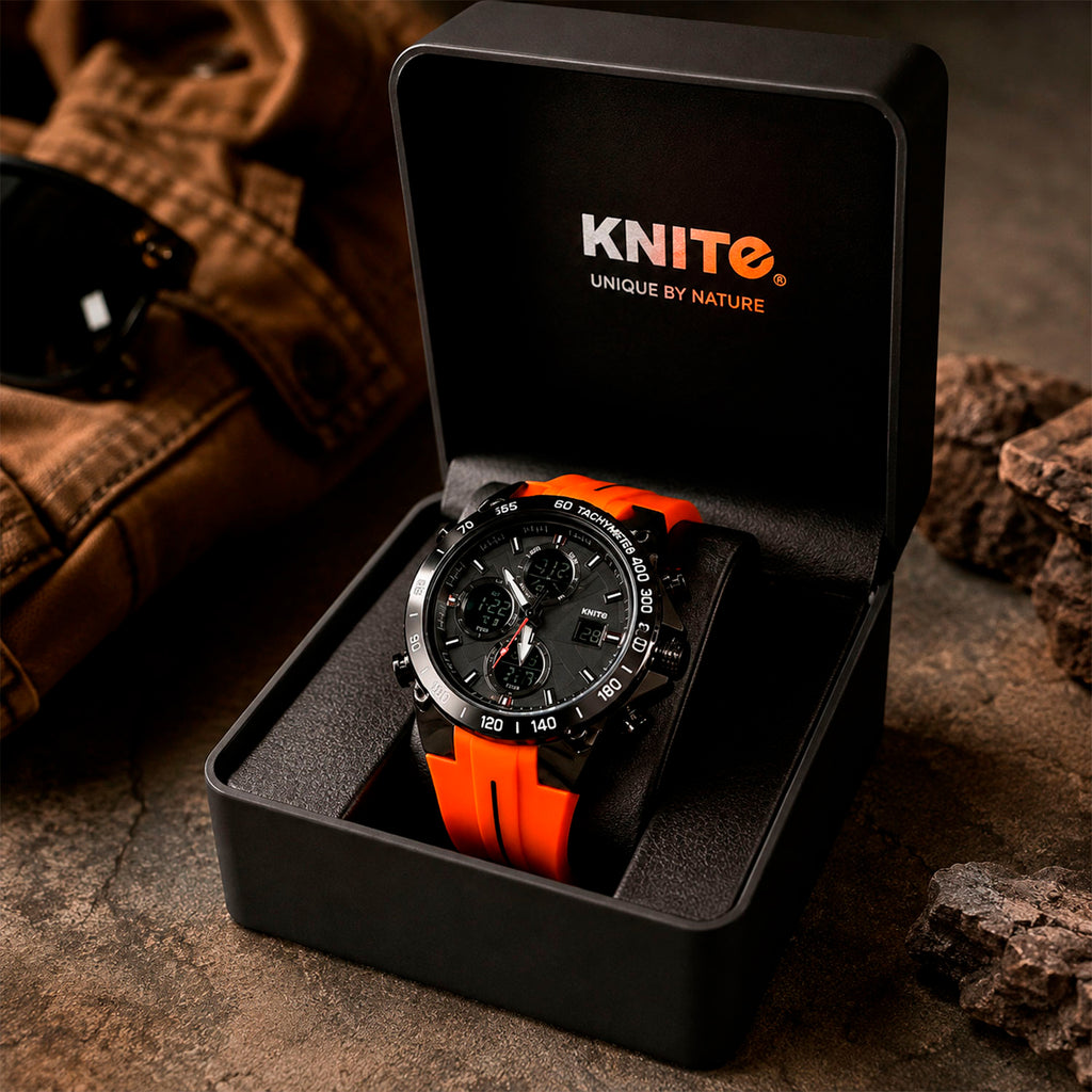 Reloj Hombre Knite Titan Chrono Black Cronografo Deportivo