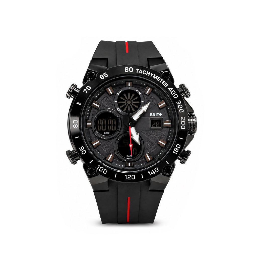 Reloj Hombre Knite Titan Chrono Black Cronografo Deportivo