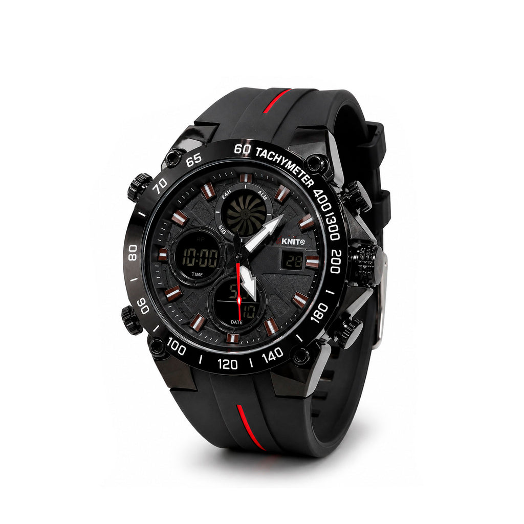 Reloj Hombre Knite Titan Chrono Black Cronografo Deportivo