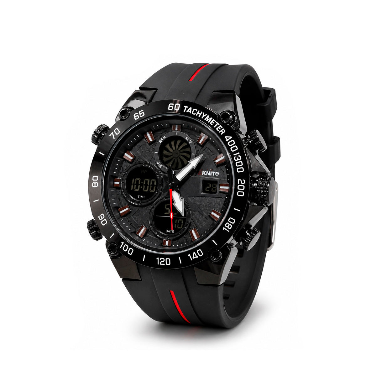 Reloj Hombre Knite Titan Chrono Black Cronografo Deportivo