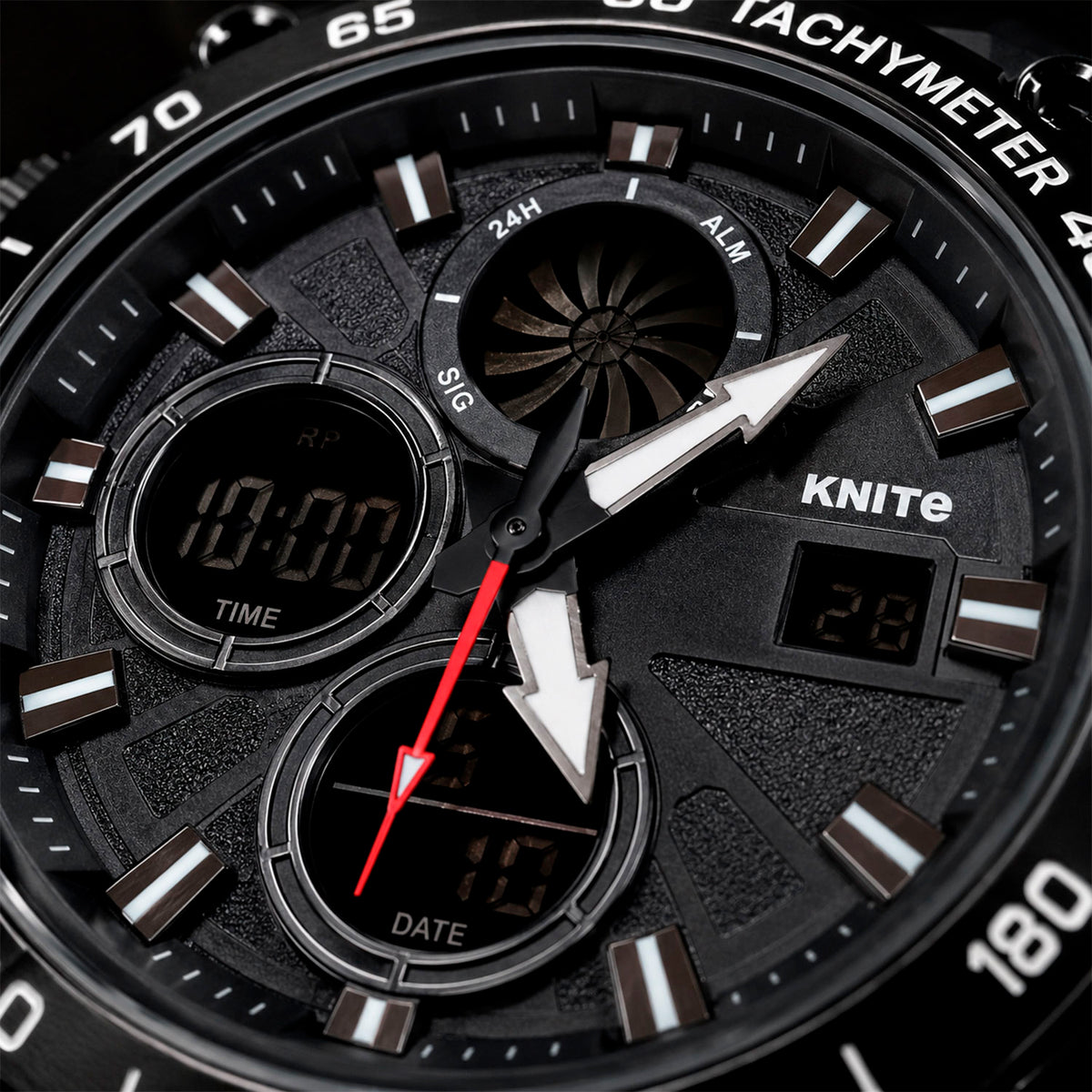 Reloj Hombre Knite Titan Chrono Black Cronografo Deportivo