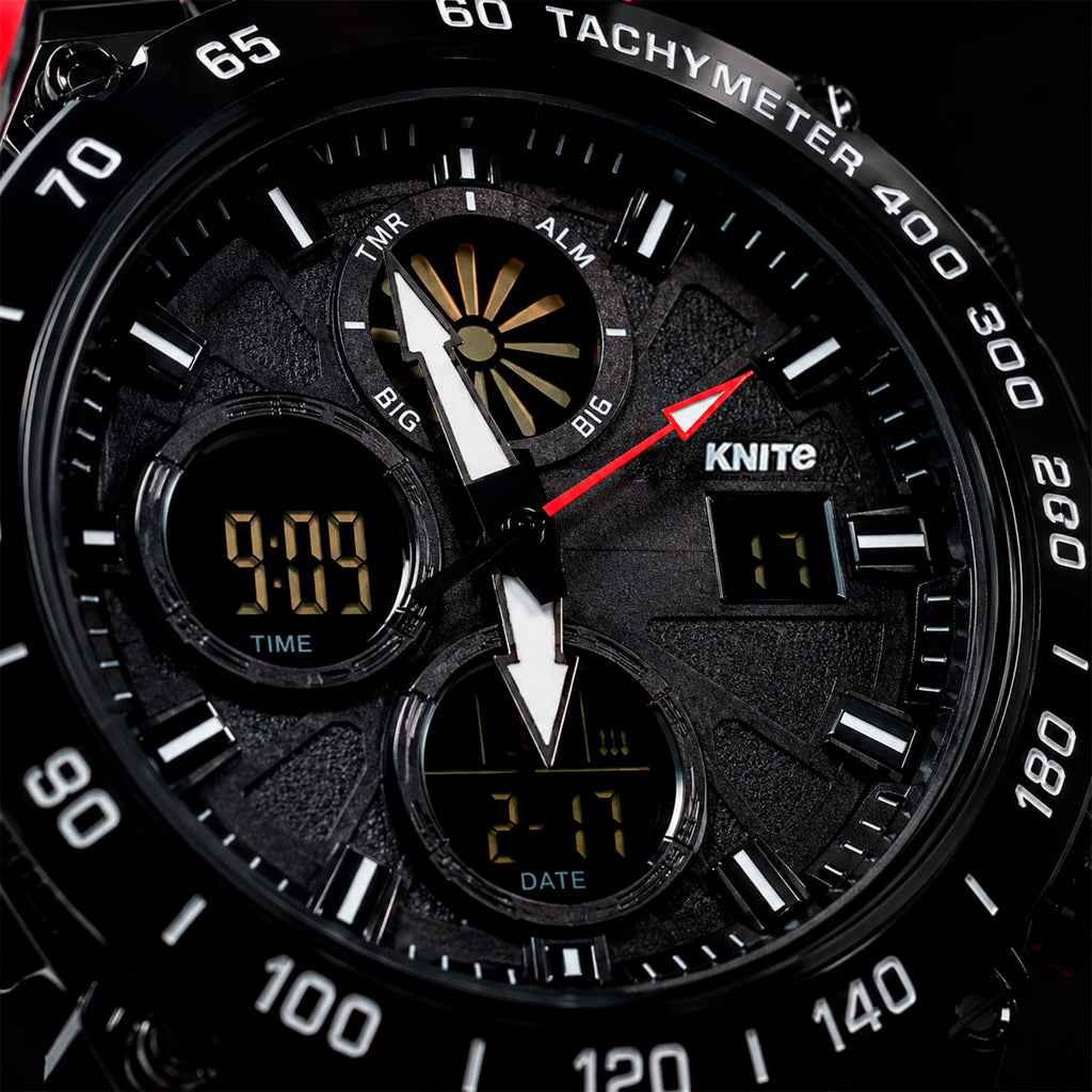 Reloj Hombre Knite Titan Chrono Black Cronografo Deportivo