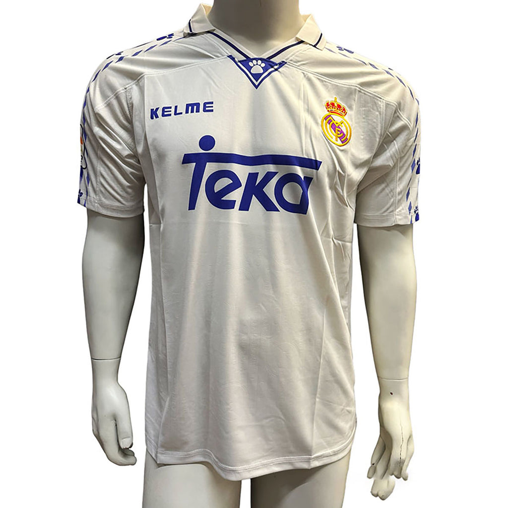 Jersey Kelme Retro Real Madrid Blanca Azul Manga Corta M