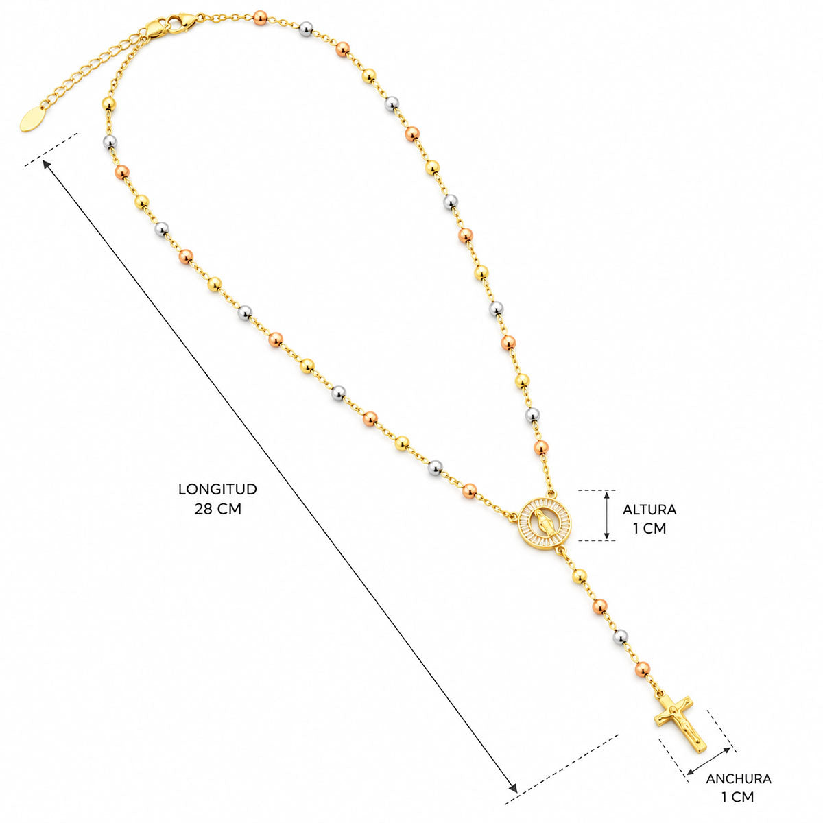 Rosario Madre Divina Oro 18k Virgen De Guadalupe