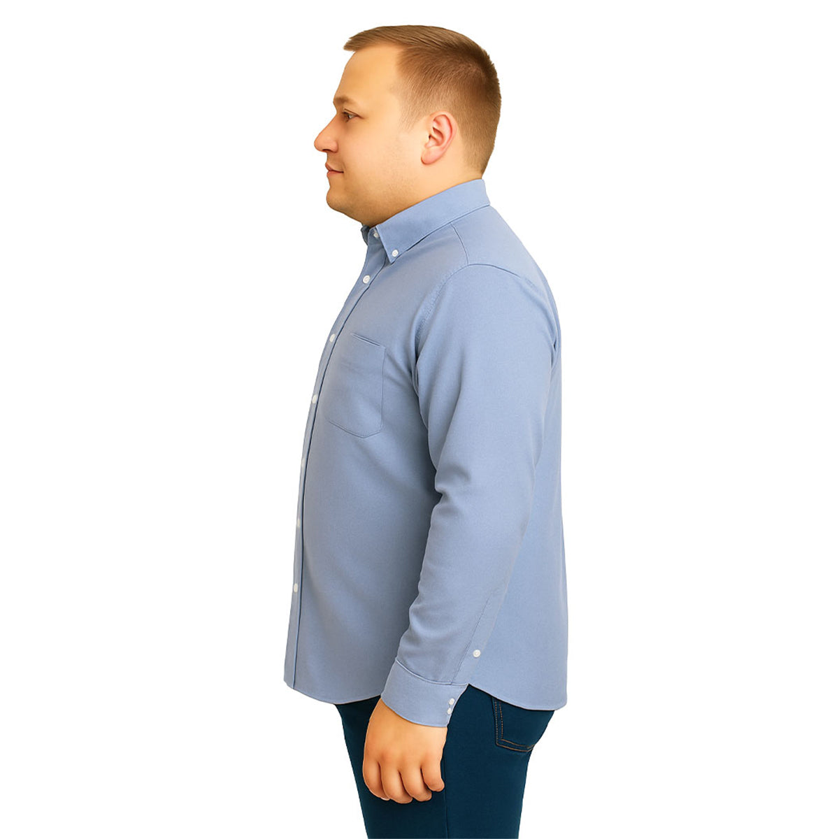 Camisa Big Kong manga larga tallas grandes azul cielo 4XL-4XL