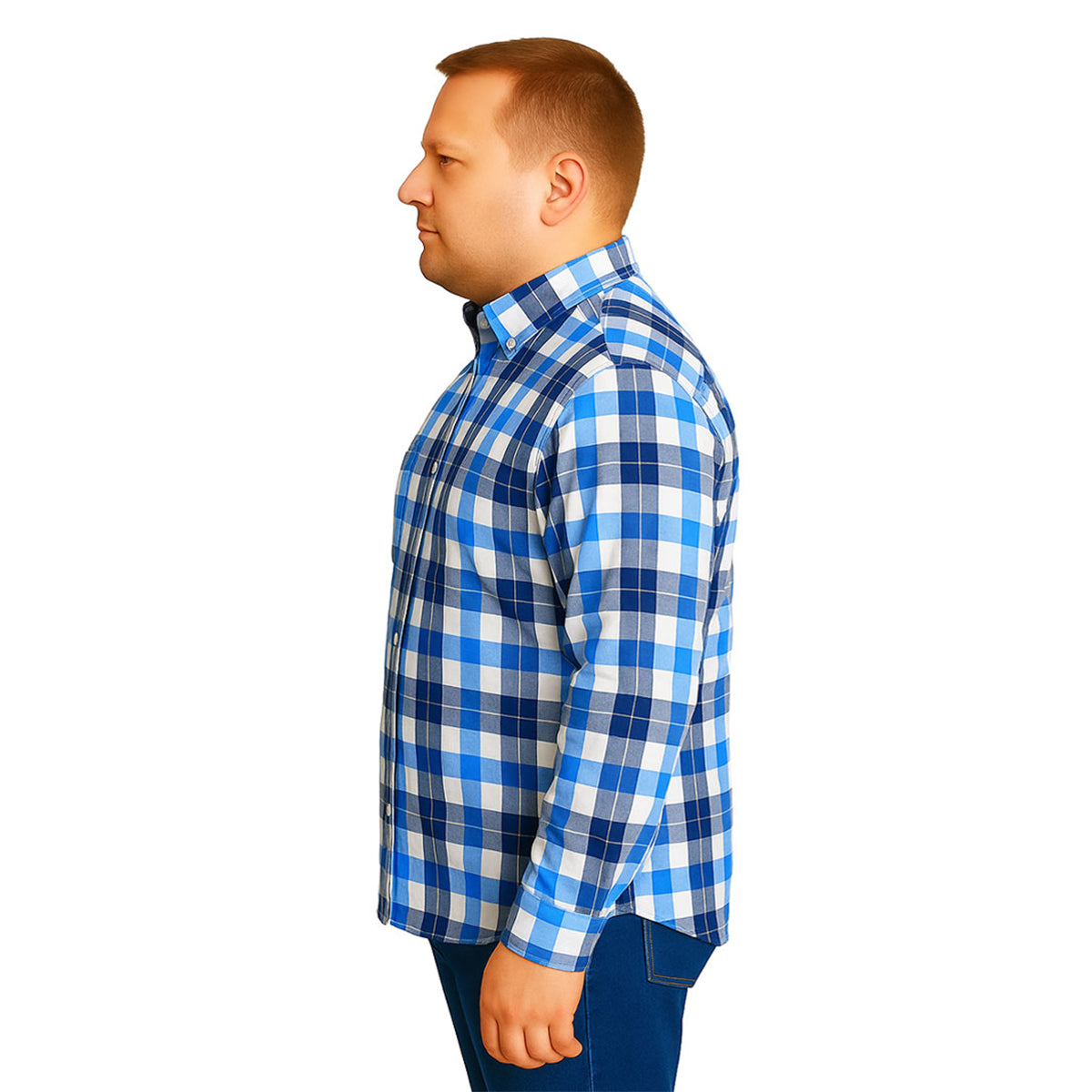 Camisa cuadros azul rey Big Kong tallas grandes hombre 4XL-4XL