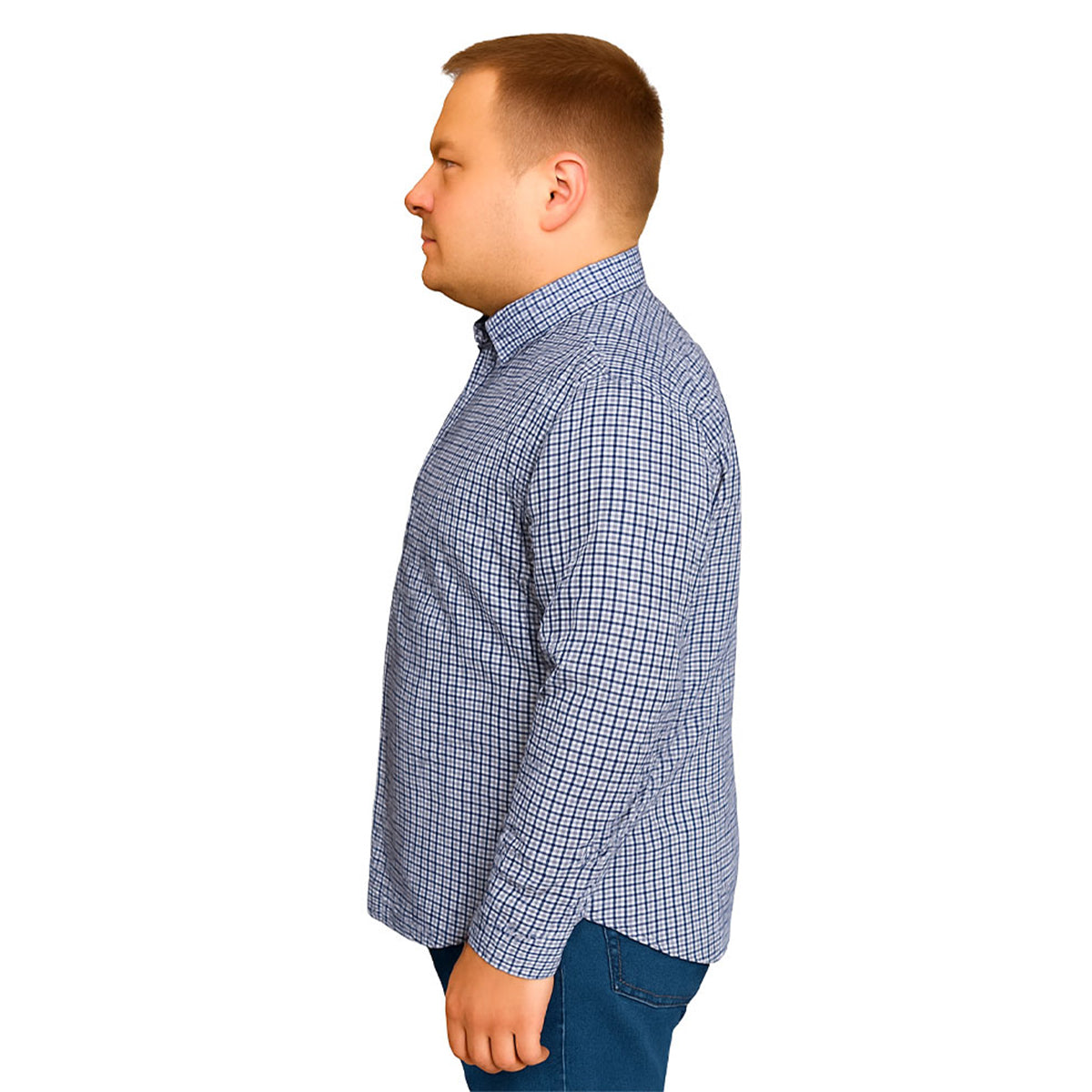 Camisa Big Kong manga larga tallas grandes azul cuadros XL-XL