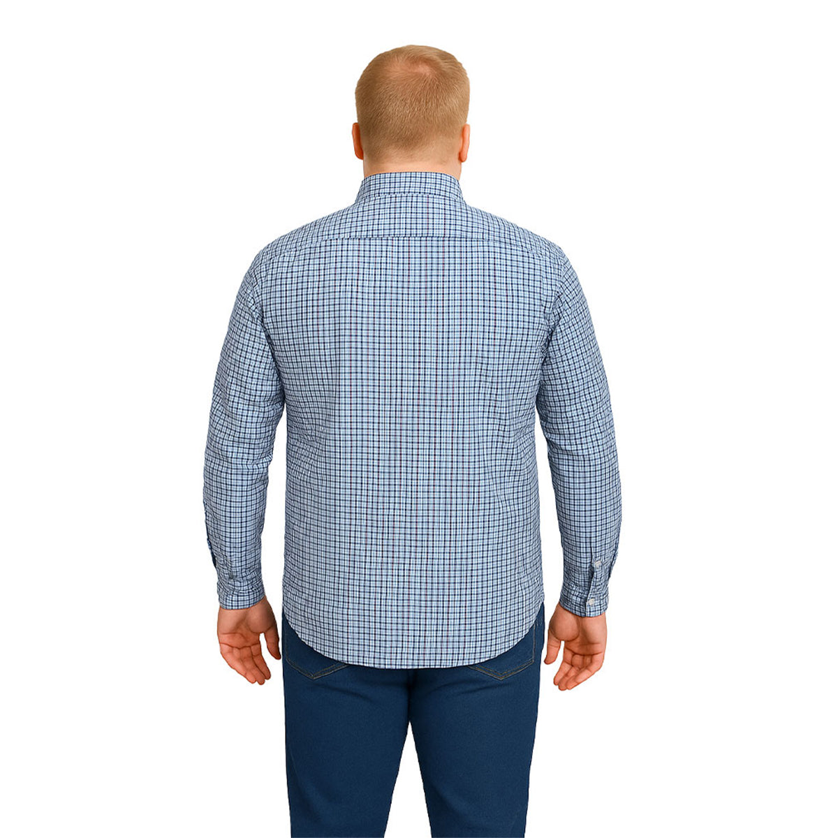 Camisa Big Kong manga larga tallas grandes azul cuadros 3XL-3XL
