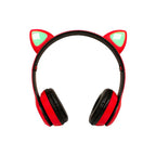 Audífonos Diadema Orejas De Gato Bluetooth Luz Led Buytiti - Rojo