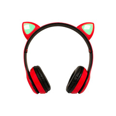 Audífonos Diadema Orejas De Gato Bluetooth Luz Led Buytiti - Rojo