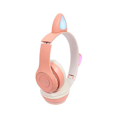 Audífonos Diadema Orejas De Gato Bluetooth Luz Led Buytiti - Rosa