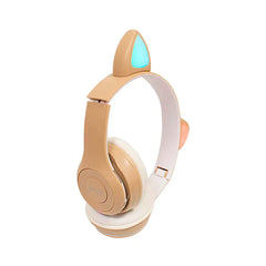Audífonos Diadema Orejas De Gato Bluetooth Luz Led Buytiti - Café