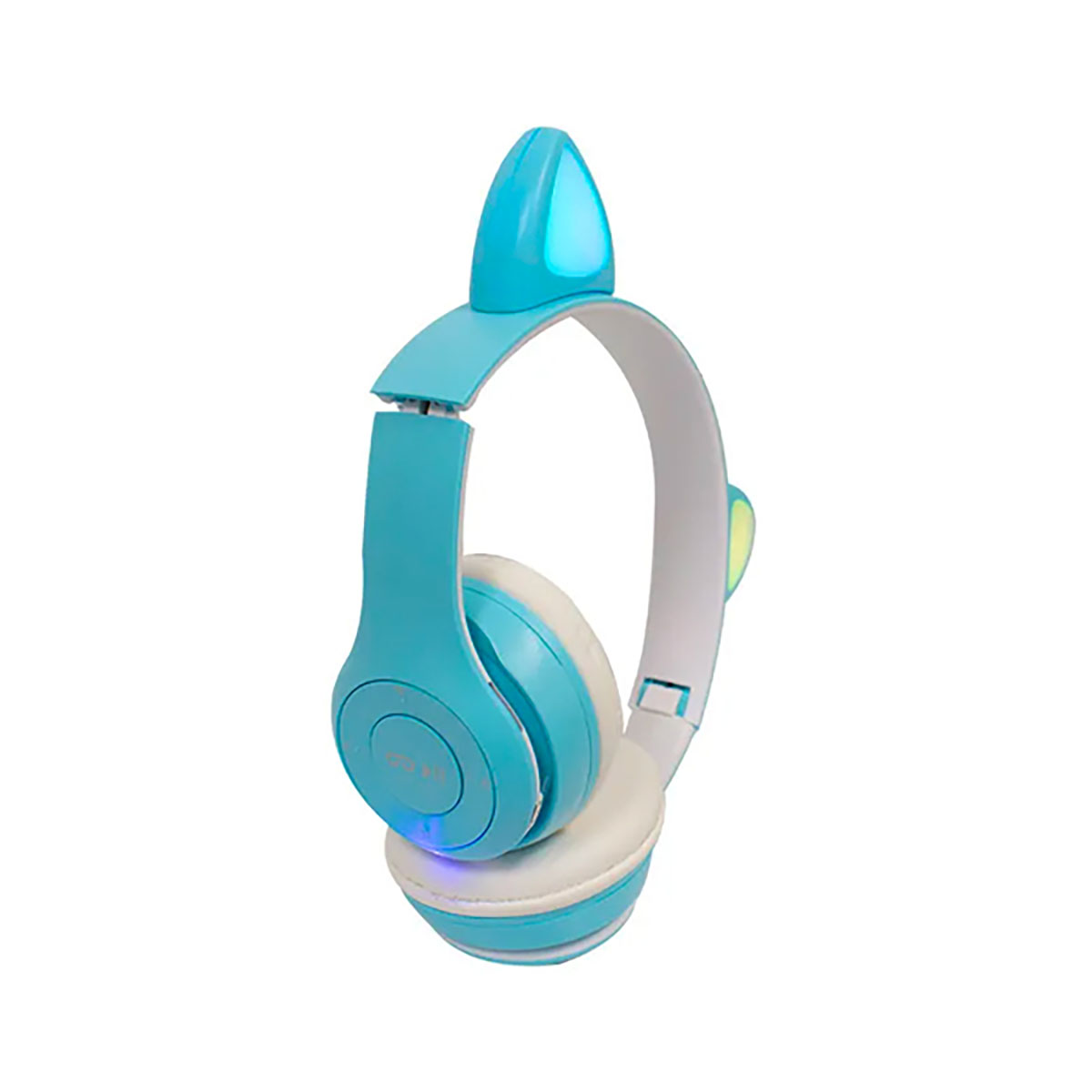 Audífonos Diadema Orejas De Gato Bluetooth Luz Led Buytiti - Azul