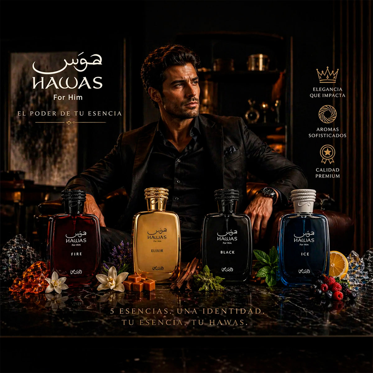 Set 4 Perfumes Rasasi Hawas Hombre Arabes Kit 30ml Original