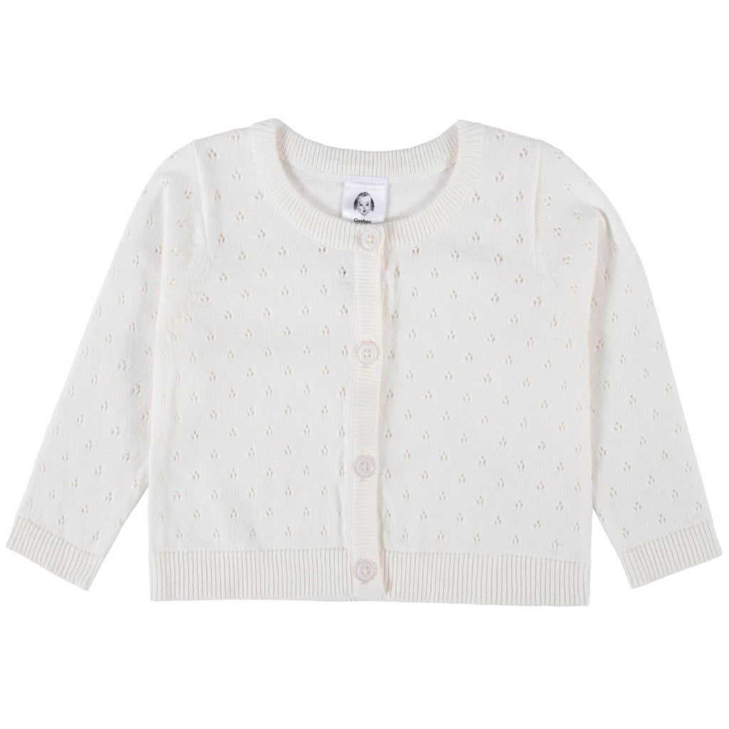 Sueter Gerber algodón blanco con botones para bebé y niña-4T