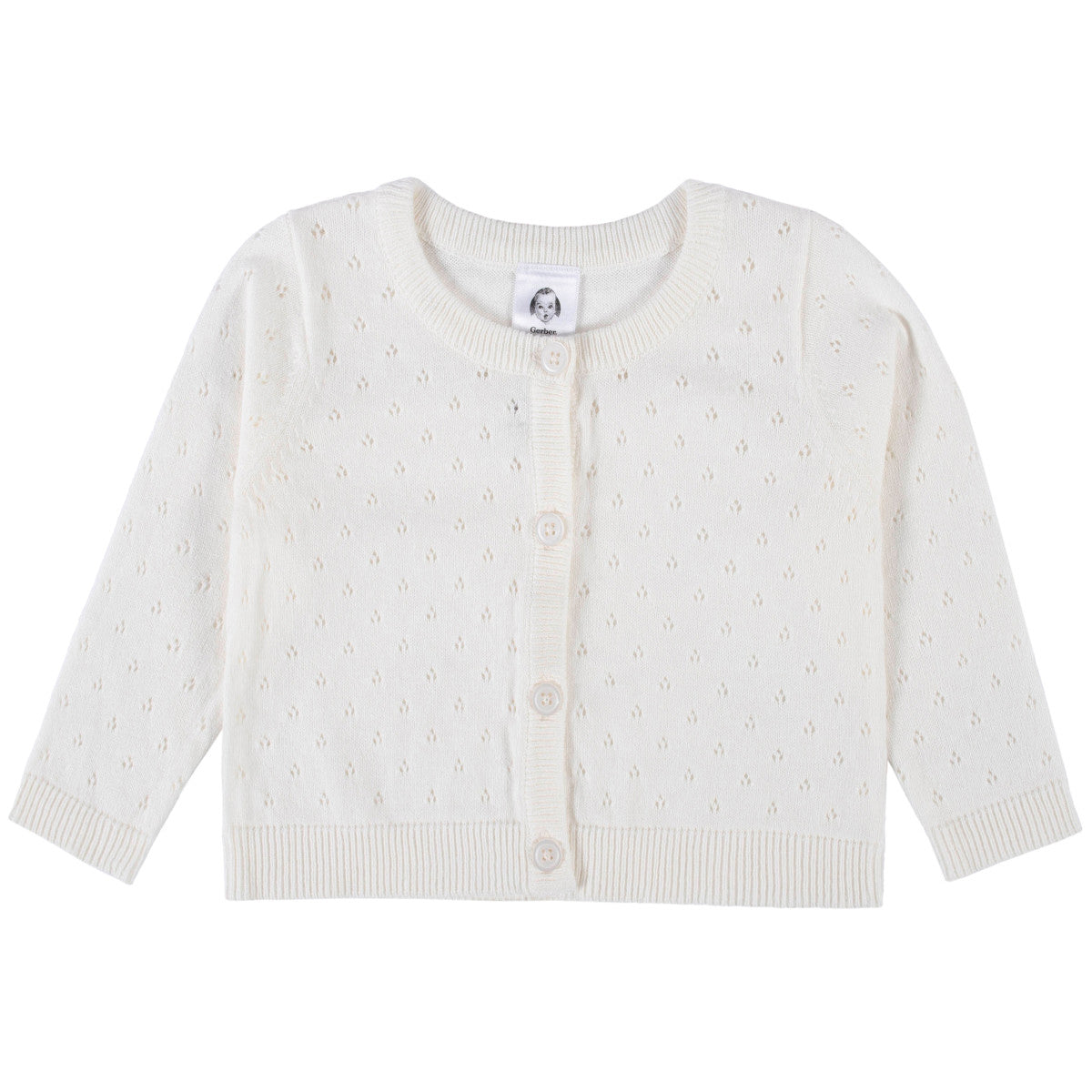 Sueter Gerber algodón blanco con botones para bebé y niña-4T