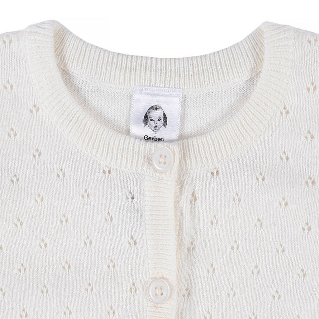 Sueter Gerber algodón blanco con botones para bebé y niña-2T