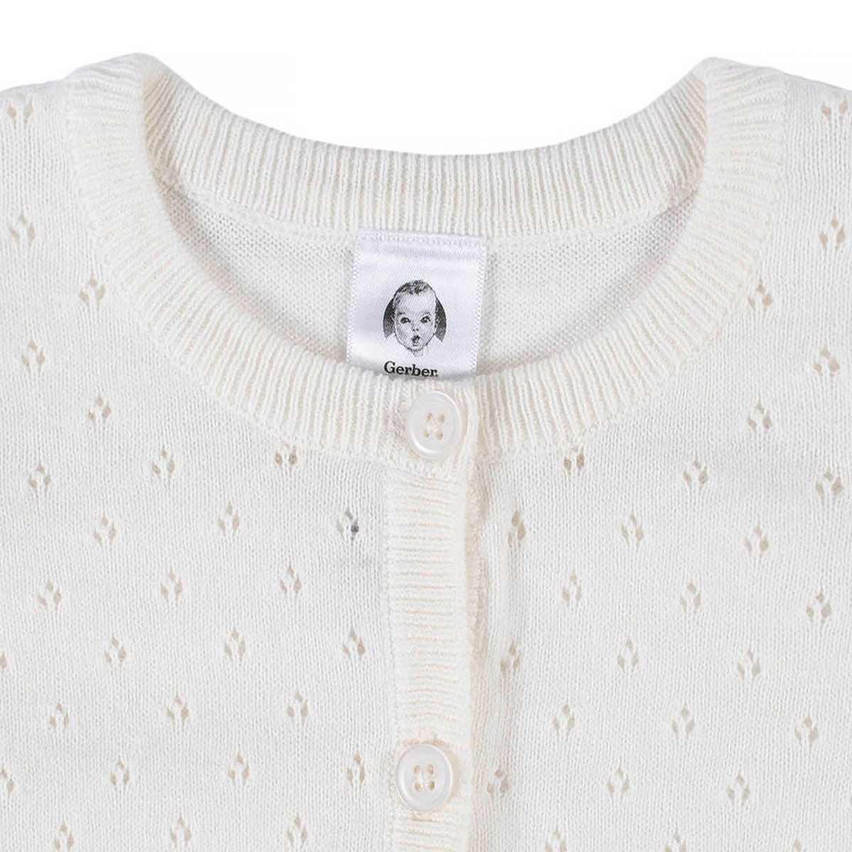 Sueter Gerber algodón blanco con botones para bebé y niña-2T