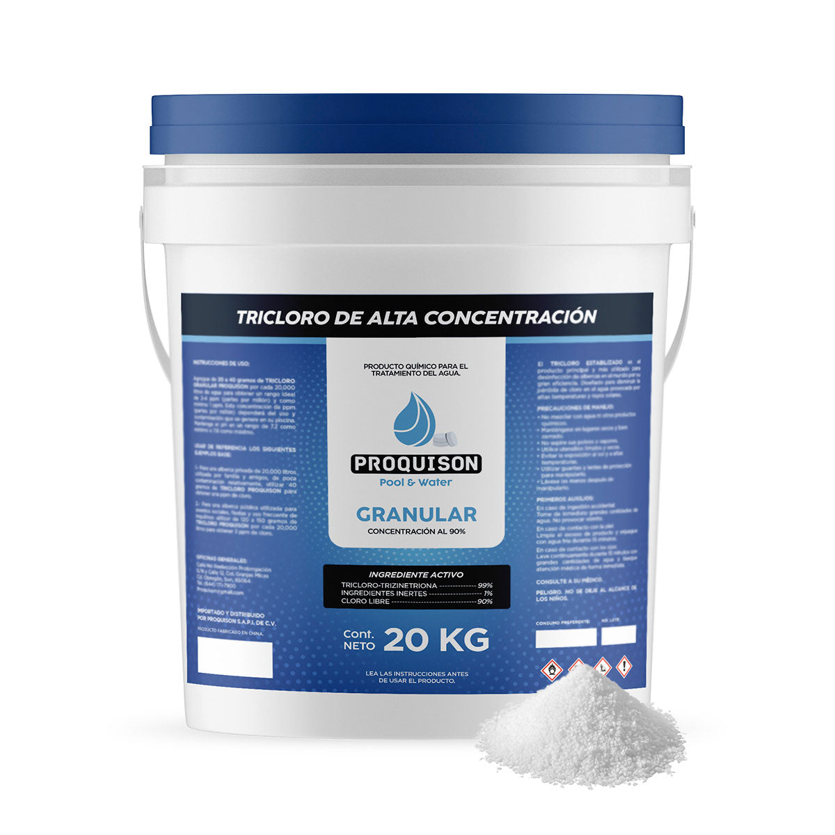 Cloro para alberca granular 20 kg Proquison 90% desinfección
