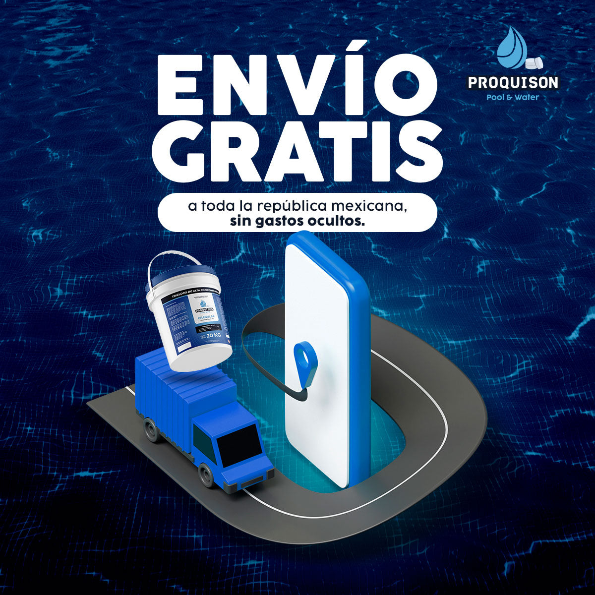 Cloro para alberca granular 20 kg Proquison 90% desinfección