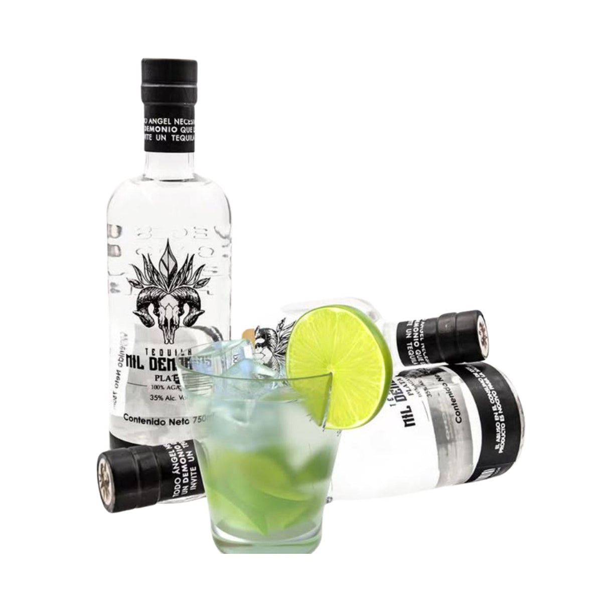 Tequila 100% Agave Azul Cristalino 750ml Mil Demonios