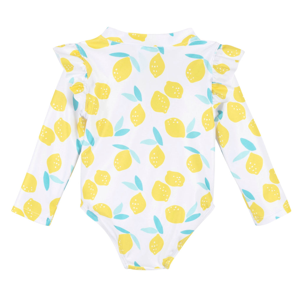 Traje de baño Gerber niña UPF 50+ blanco limones 2 a 5 años-4T