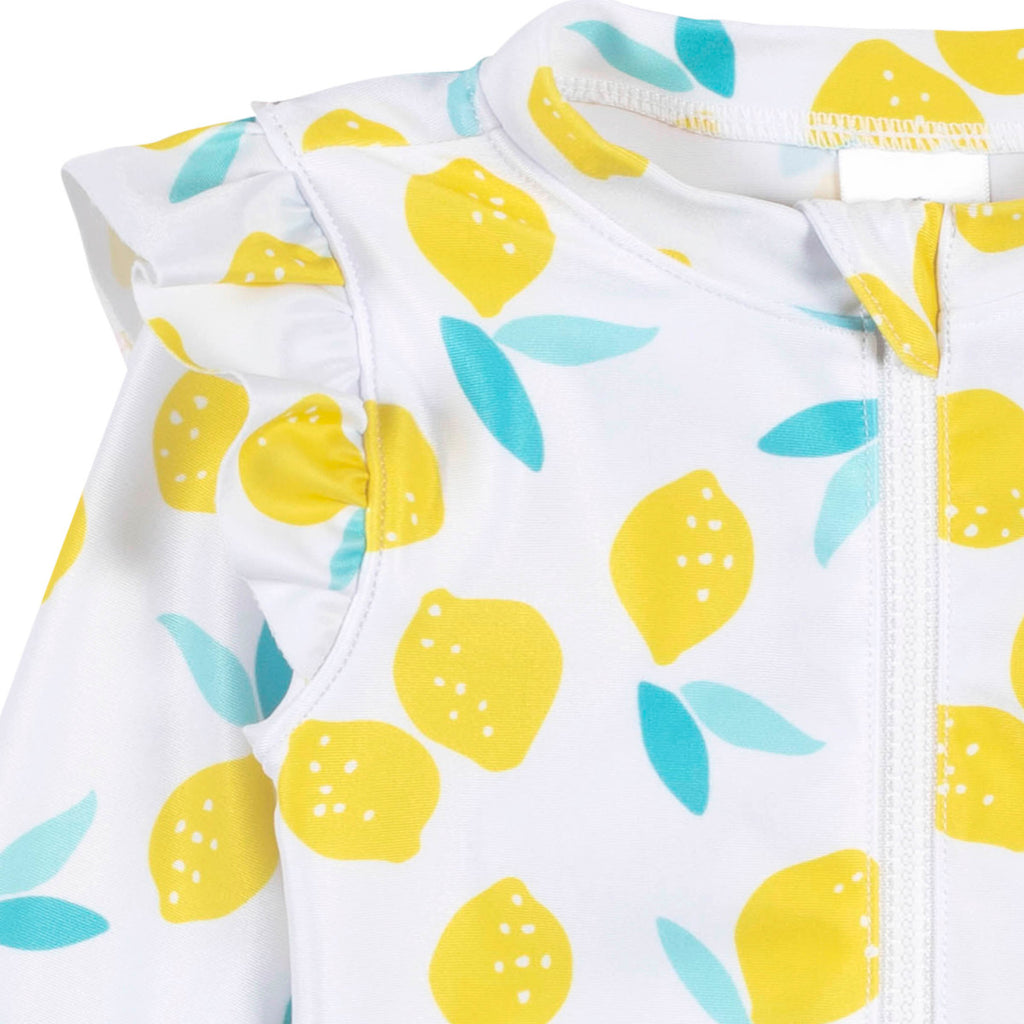 Traje de baño Gerber niña UPF 50+ blanco limones 2 a 5 años-2T