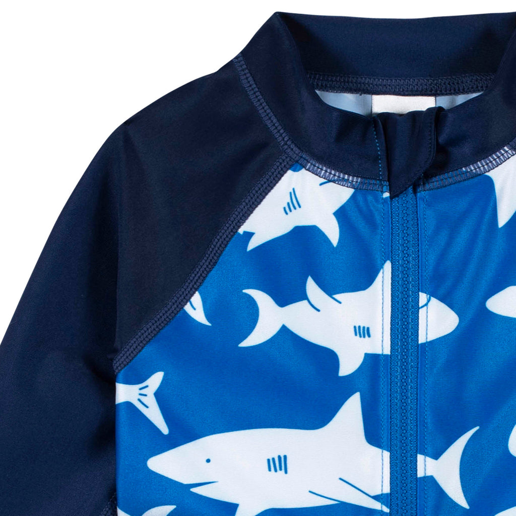 Traje de baño niño Gerber 1 pieza azul UPF 50+ bebé-4T