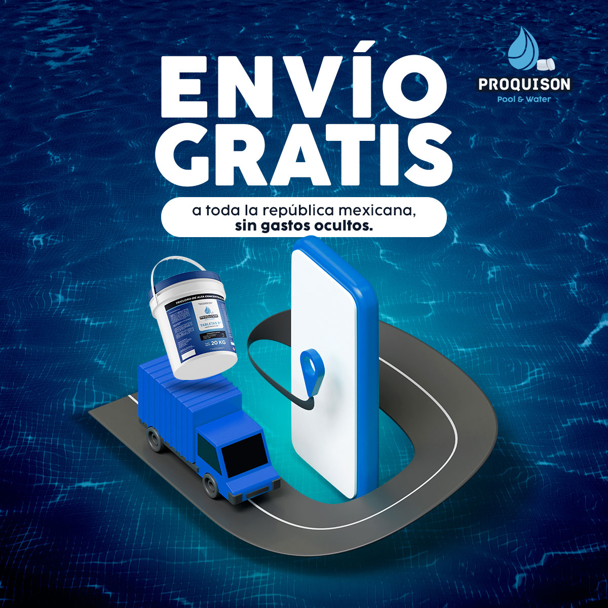 Cloro para alberca 20 kg tabletas 3 pulgadas Proquison 90%
