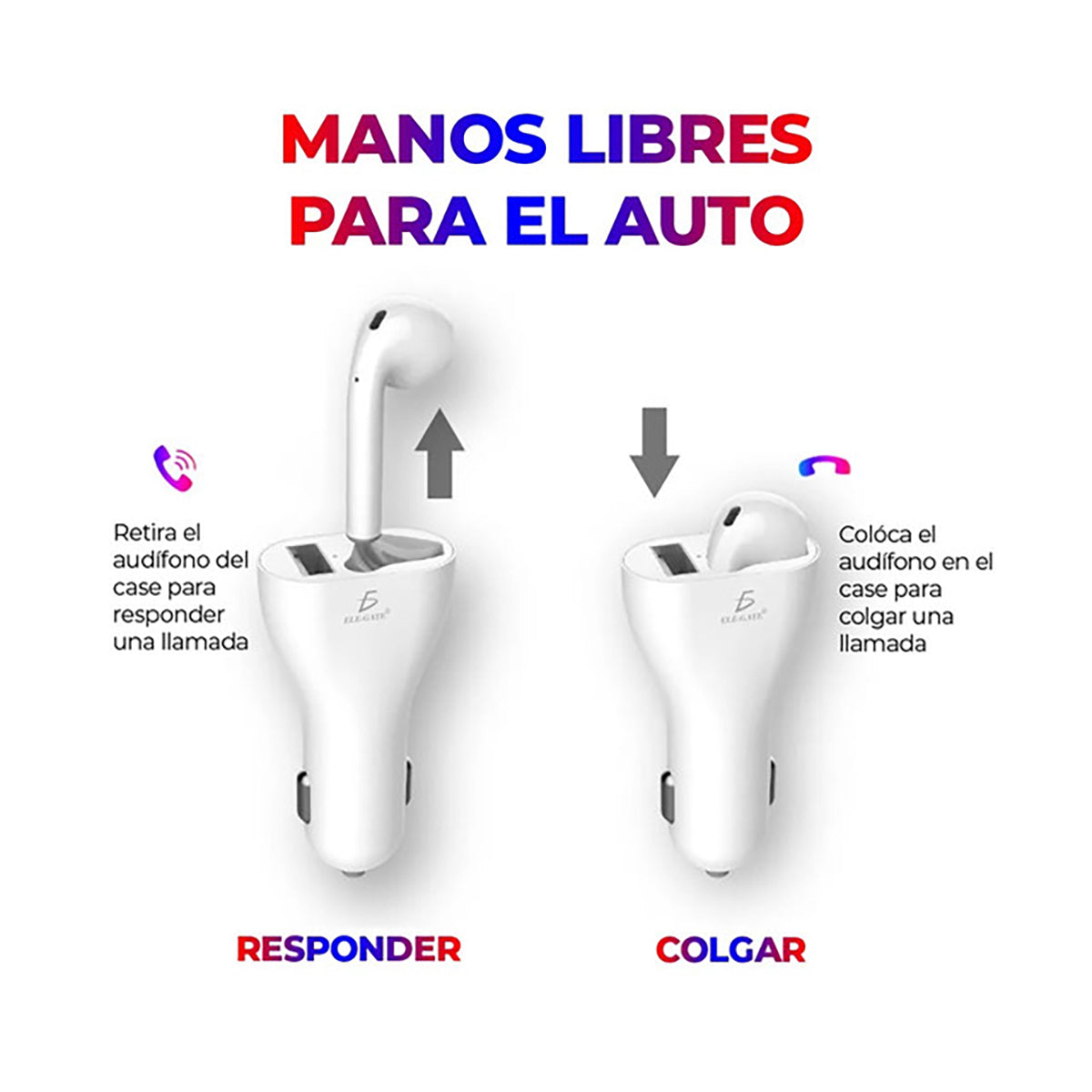 TRASMISOR FM BLUETOOTH CON AURICULAR MANOS LIBRES