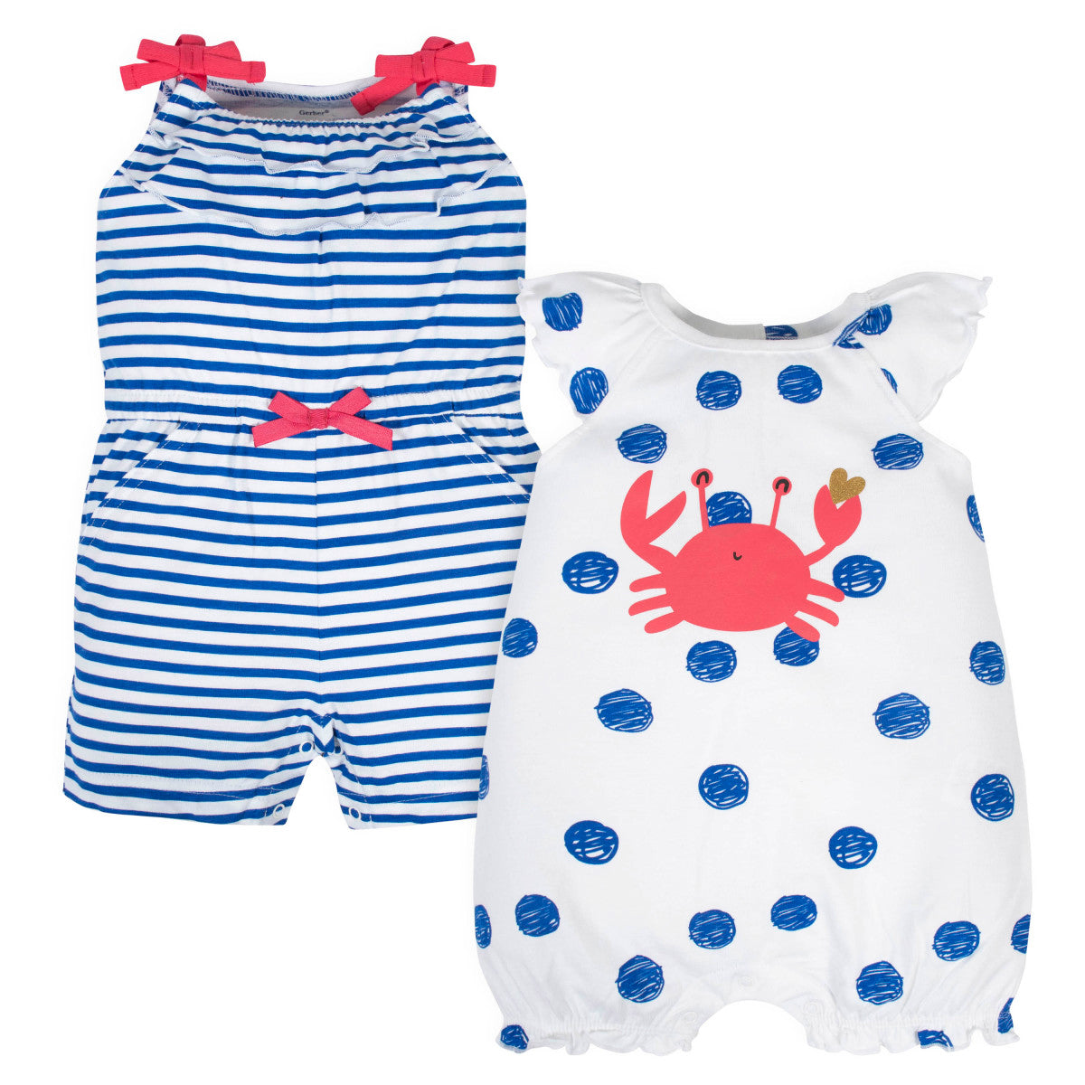 Romper Gerber azul blanco ropa bebé niña algodón verano-2T