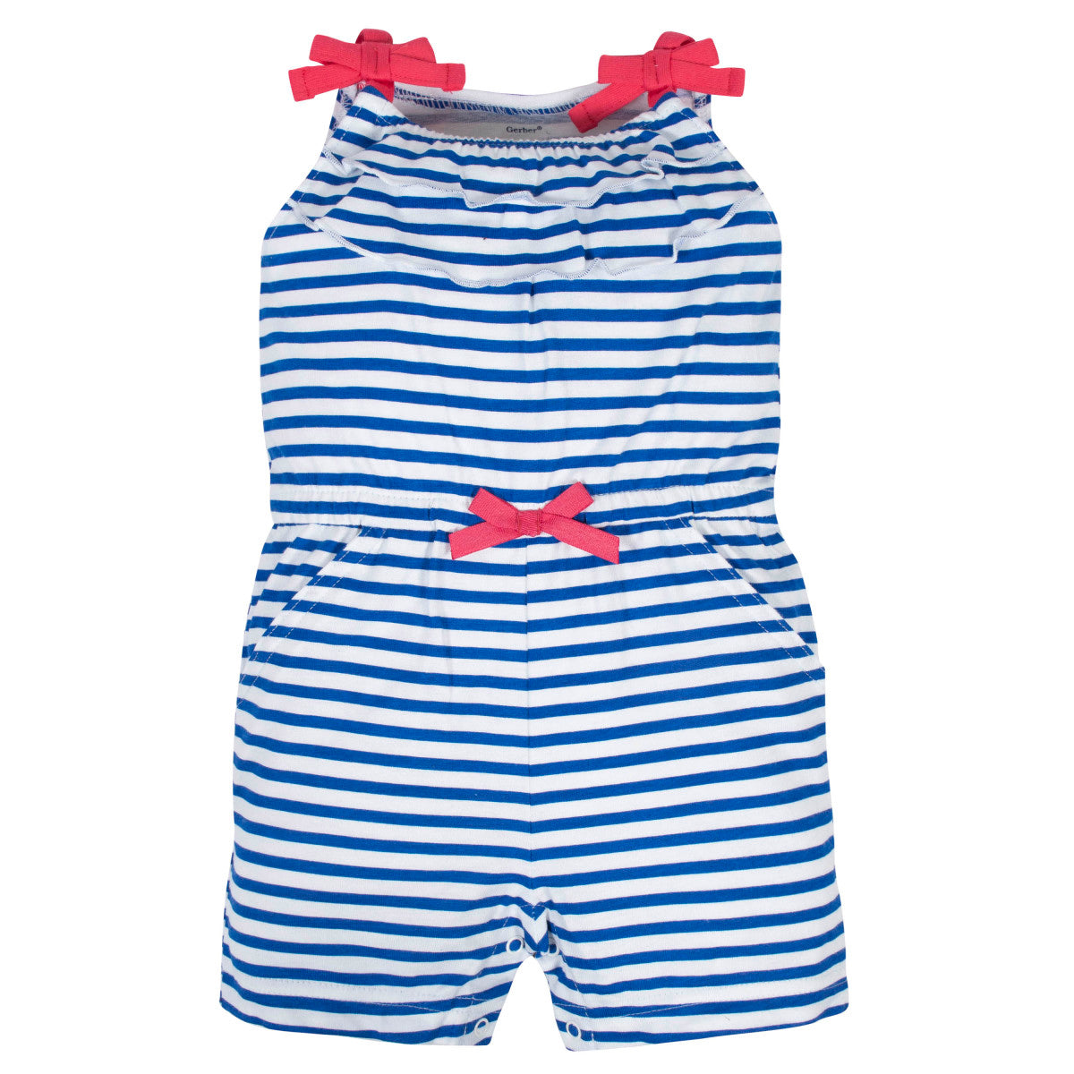 Romper Gerber azul blanco ropa bebé niña algodón verano-3T