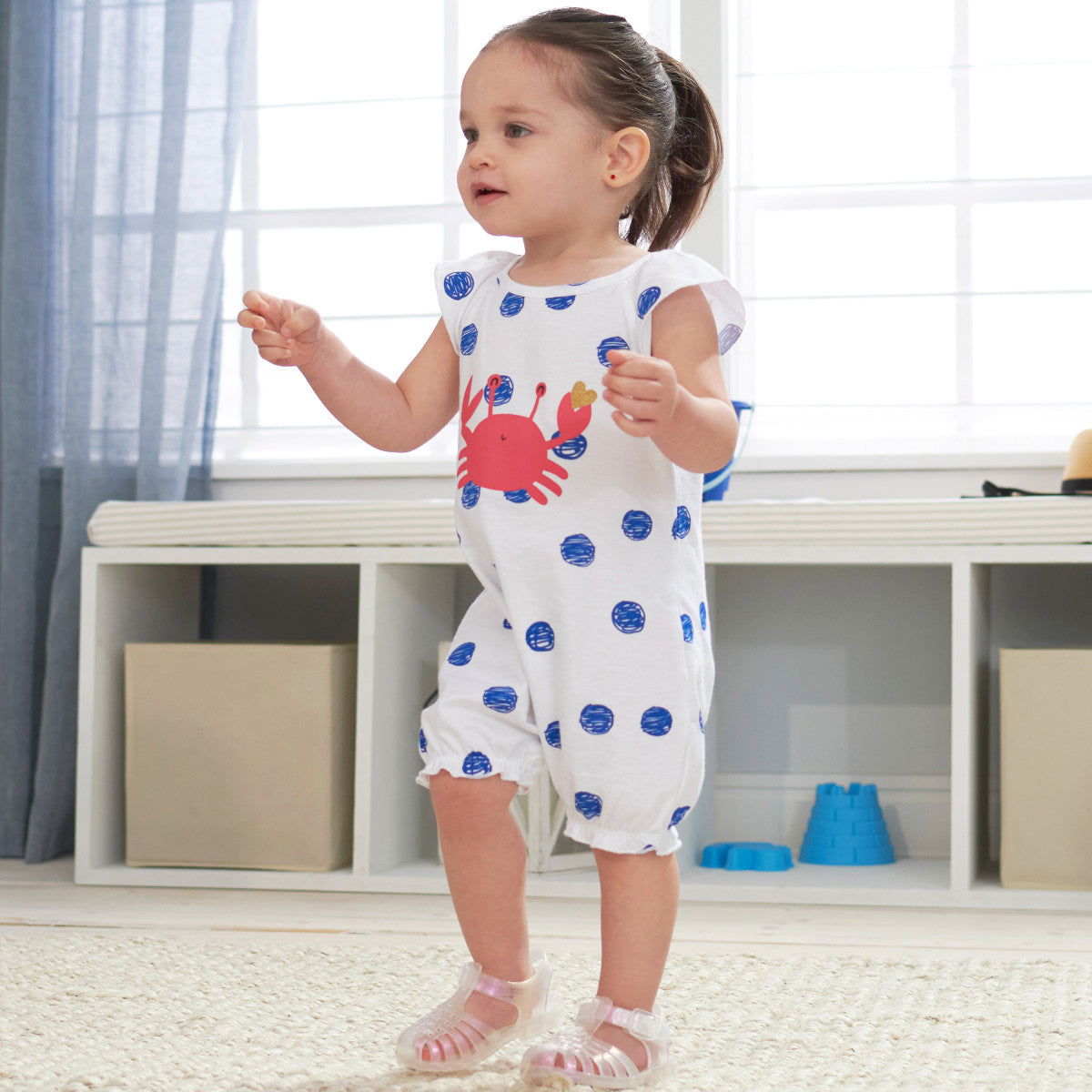 Romper Gerber azul blanco ropa bebé niña algodón verano-2T