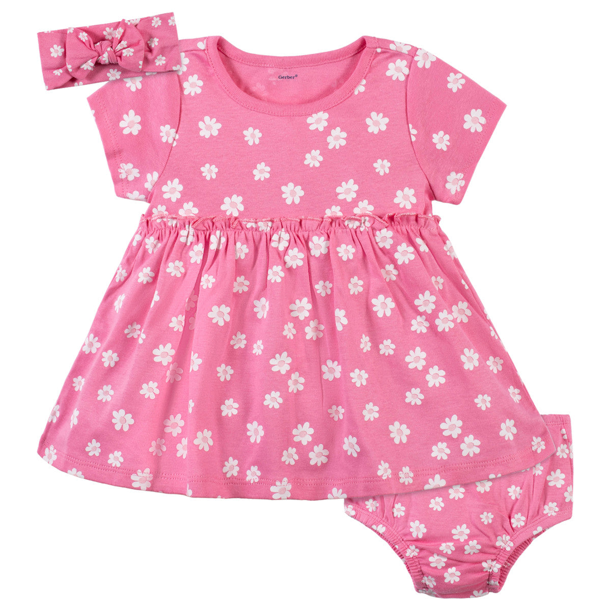Vestido Gerber rosa bebé 3 piezas ropa niña primavera-24M