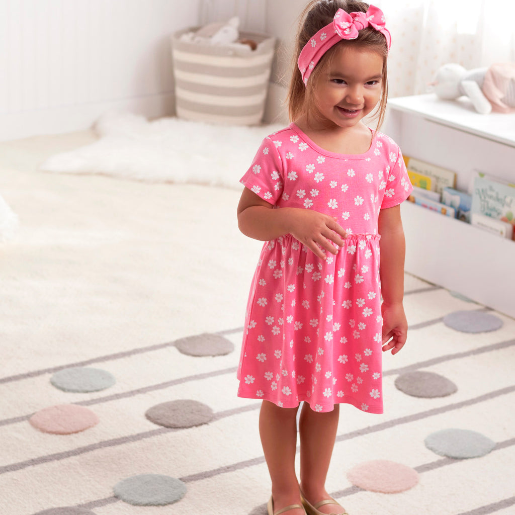 Vestido Gerber rosa bebé 3 piezas ropa niña primavera-12M
