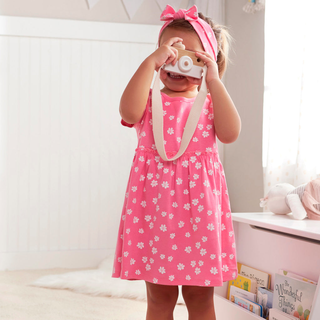 Vestido Gerber rosa bebé 3 piezas ropa niña primavera-24M