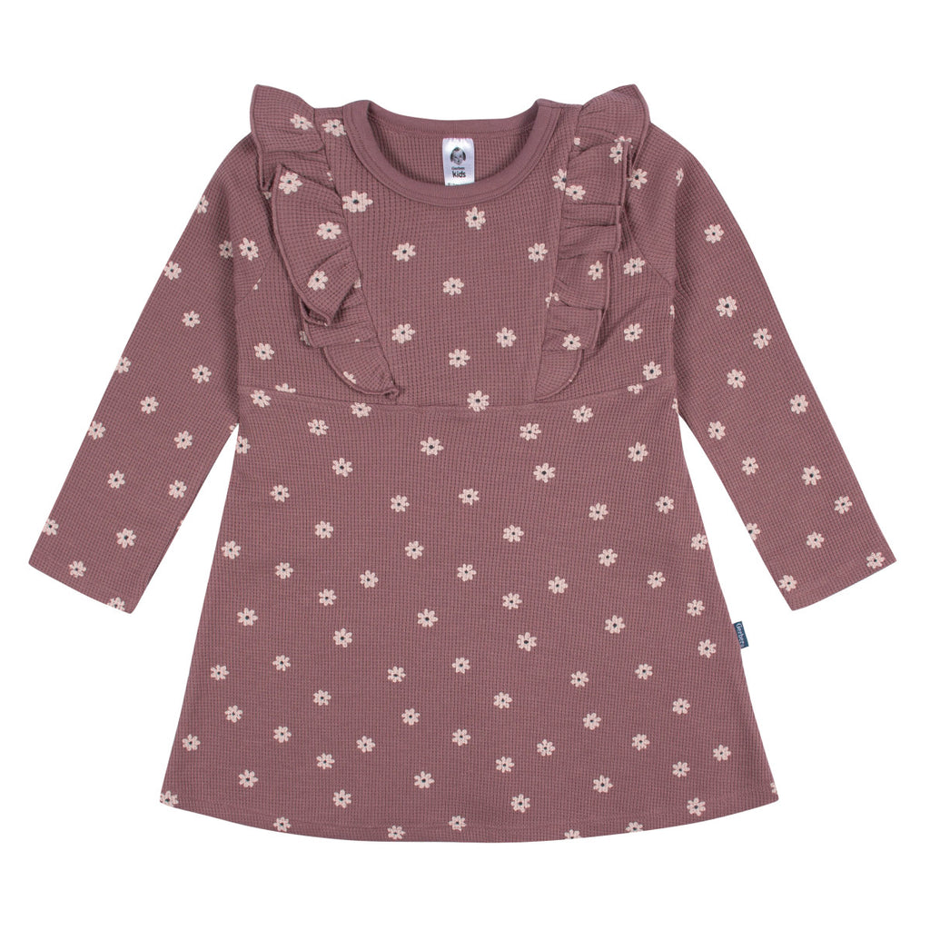 Vestido Gerber rosa niña 100% algodón cómodo para primavera-2T