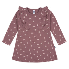 Vestido Gerber rosa niña 100% algodón cómodo para primavera-3T