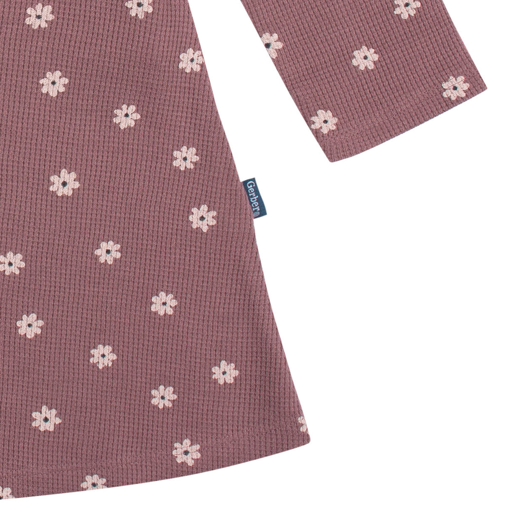 Vestido Gerber rosa niña 100% algodón cómodo para primavera-2T