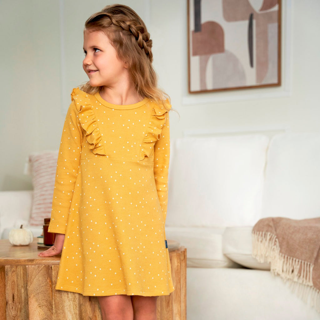 Vestido Gerber amarillo niña algodón cómodo verano-4T