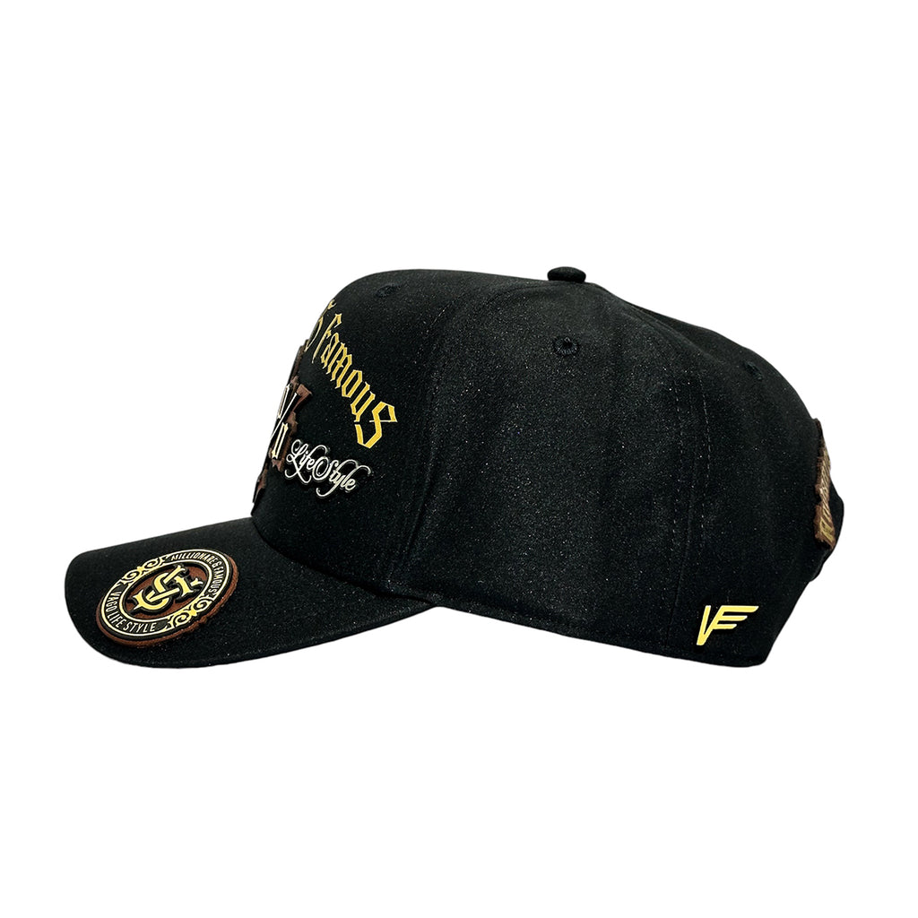 VAGO Style 1% Gorra Unica Artesanal Negra Ajustable con Visera Curva-Unitalla